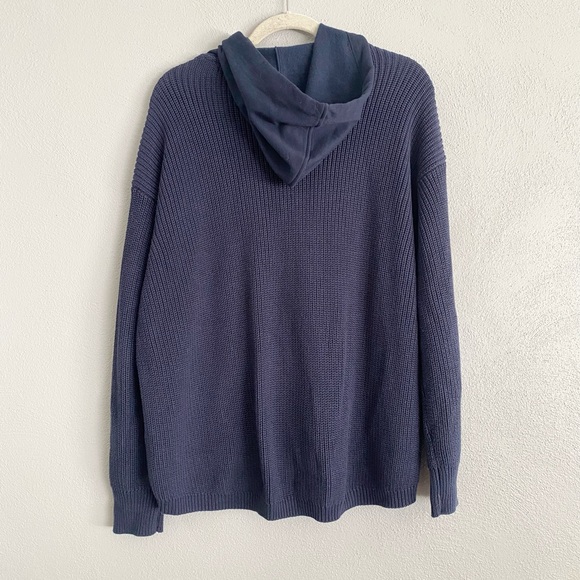 Womens Sweater Hoodie Size Large Knit Navy Blue Cozy Winter Fall - Picture 7 of 9